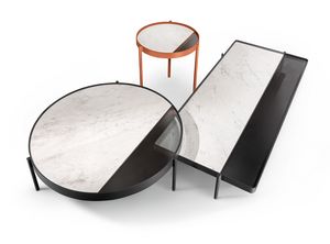 Valley table basse, Tables basses élégantes en métal, marbre et verre
