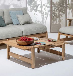 Bhumi 04K9, Table basse en bois de teck naturel, aux g�om�tries �pur�es et harmonieuses