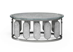 Cérès Oval NK, Table basse ovale avec base en métal et plateau en verre