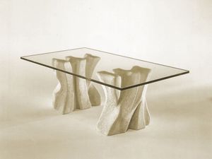 Contrasto, Pierre table basse pour la maison avec plateau en verre