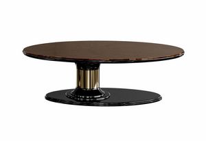 Dilan Glam Art. D17/A - D17/B, Table basse avec plateau ovale en noyer laqu