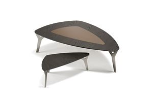 Dubai coffe table, Table basse design en chne, verre et acier
