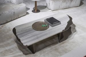 Dune table basse, Table basse avec quartzite ou haut en marbre