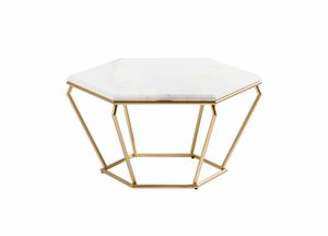 Elwood Table basse, Table basse avec dessus hexagonal en marbre