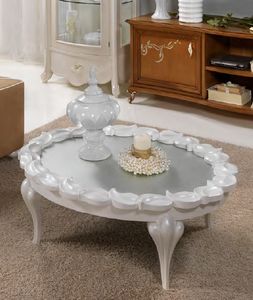 I Sogni Art. 515O/CB, Table basse en bois laqu�e avec dessus en verre ovale