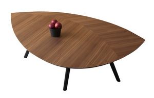 Leaf 455+155, Table basse avec les jambes en bois, haut en forme de feuilles