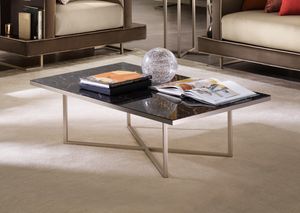 LUCE DARK table basse, Table basse avec plateau rectangulaire en marbre