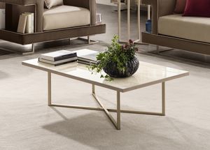 LUCE LIGHT table basse, Table basse en mtal, avec plateau en marbre rectangulaire