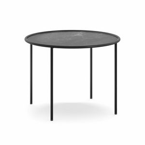 Ring 60, Table basse ronde en acier, avec plateau en agglomr minral