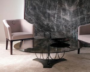 TL59B Moon petite table, Table basse avec dessus en verre de bronze