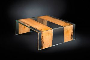 Venezia Small, Table basse carrée, en bois et verre