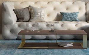 Vesta, Table basse en bois et métal, design minimaliste
