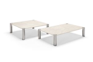 Vision, Table basse au look minimaliste, pieds en m�tal, plateau en gr�s