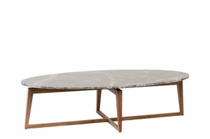 Zen table basse, Table basse en noyer avec dessus en marbre
