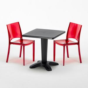 Chaises et bar table de polycarbonate externe Caff  SET2SZCAFF, Table de bar avec colonne remplissable de sable