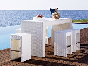 Cora table de bar, Table haute extrieure, tisss, pour le jardin et la plage