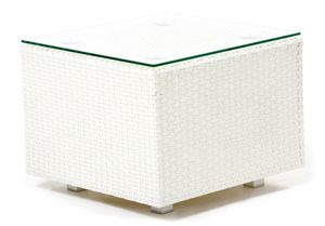Domino table d'appoint 1, Table pour l'extrieur, en aluminium, tiss, plateau en verre