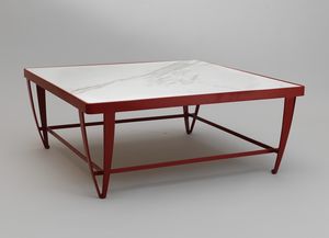 ZIG ZAG GF4023CT-SQ, Table basse carre en acier peint rouge