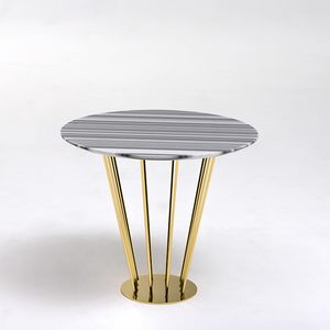 Ariel AR228, Table ronde en or, avec dessus en marbre