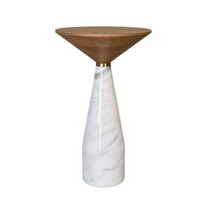 Cino 5611/B, Table d'appoint en frne avec base en marbre blanc de Carrare