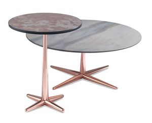 City petite table, Table basse avec plateau en placage, base en métal