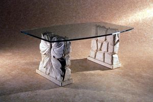 Drake, Table basse avec double base en pierre
