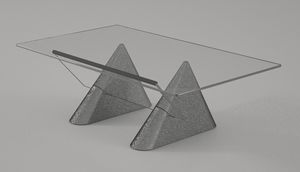 Isao, Table en verre et pierre