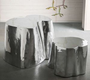 Otto tall + low, Paire de tables basses en aluminium