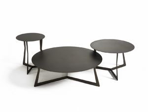 Planet, Petites tables en métal avec plateau rond