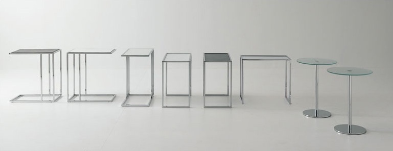 Small tables metal-glass, Table basse, en acier et en verre, pour la zone de conversation