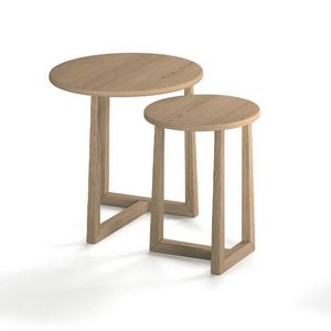 Trekk, Tables d'appoint en bois avec plateau rond