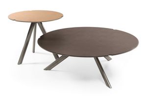 Twiggy, Table basse ronde avec plateau en cuir