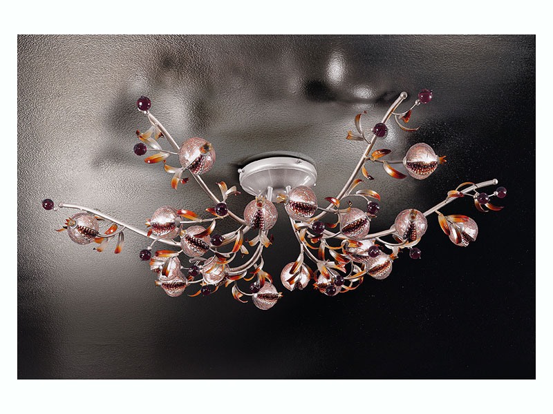 Ametista ceiling lamp, Plafonnier contemporain en fer forgé dans un style naturaliste