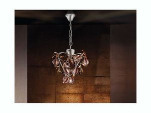 Ametista hanging lamp, Lustre platine finition couleur, verre souffl craquel