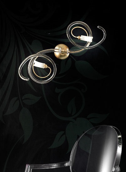 Chic applique, Applique moderne avec des rouleaux souples en verre de Murano