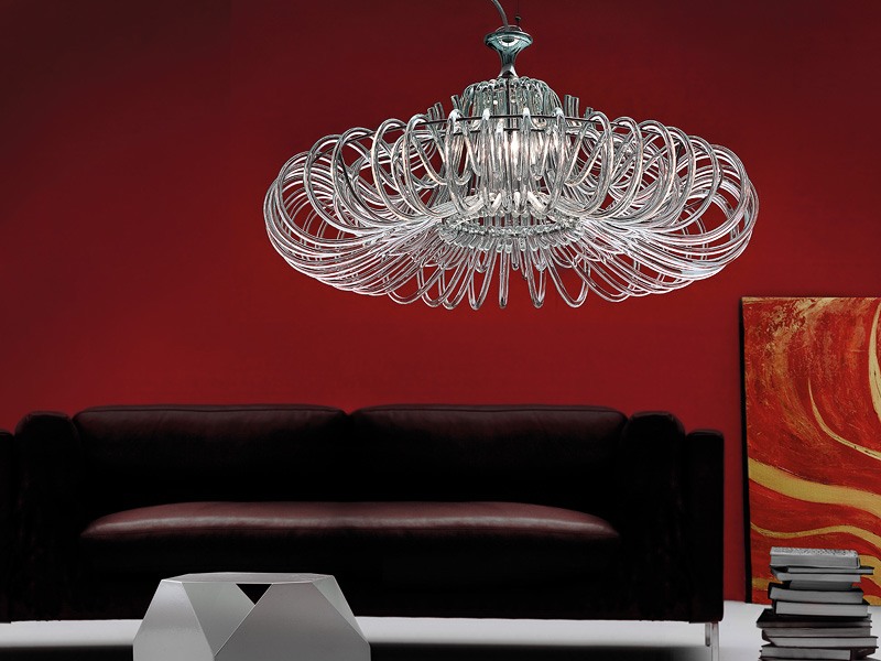 Essenzia chandelier, Lustre avec diffuseurs en cristal, pour les classiques salons