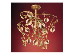 Melograno chandelier, Lustre classique en mtal dor et verre craquel