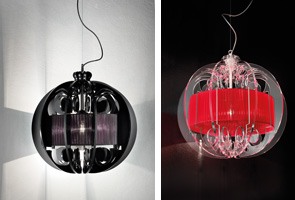 Sphera chandelier, Lampe de suspension moderne avec des éléments de plexiglas
