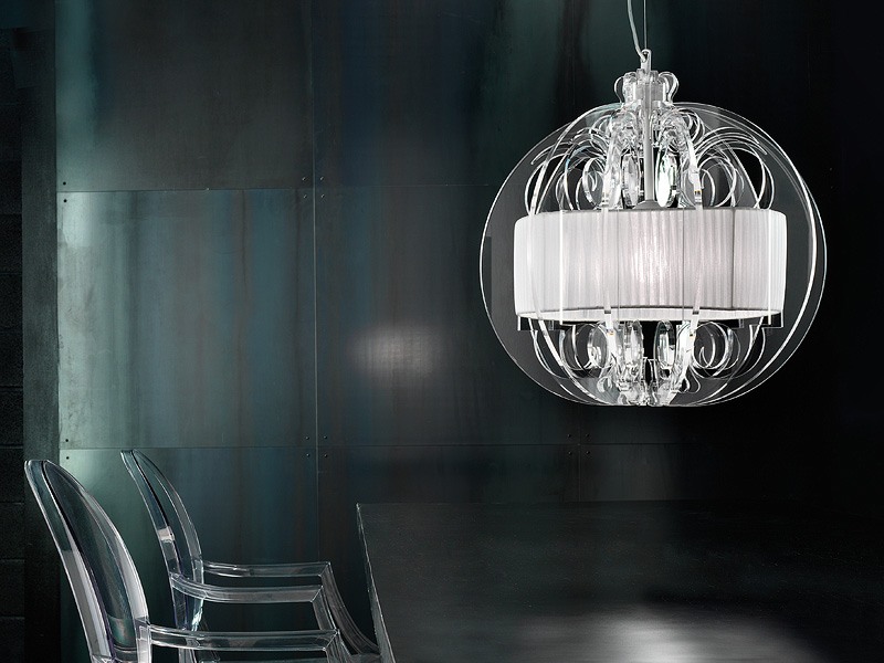 Sphera chandelier, Lampe de suspension moderne avec des éléments de plexiglas