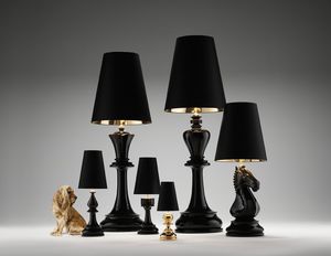The Chess Lamps, Bureau lampes en céramique avec abat-jour en tissu