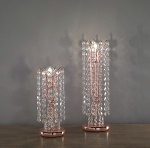 Art. 499/LP - 499/LT, Lampes de table finition cuivre, avec cristaux dcoratifs