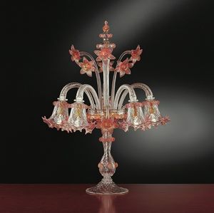 Art. VO 38/T/5, Lampe de table avec décorations de rubis et feuilles d'or 24 carats