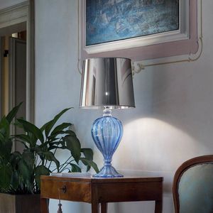 Art. VO 60/T/1, Lampe de table en cristal avec abat-jour chrom