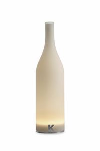 Bacco CT143 1B INT, Lampe de table en forme de bouteille, en verre dpoli blanc