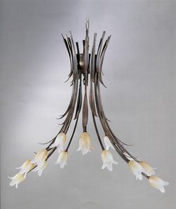 744114, Lustre avec diffuseurs en forme de fleur