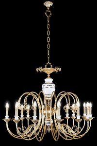 Art. 805/14, Lustre finition dore, avec porcelaine dcore  la main