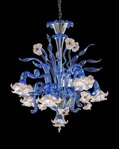 Art. VO 153/L/6, Lustre en verre de Murano bleu