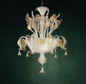 Art. VO 28/S/6, Lampe à suspension en verre, style classique
