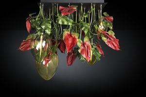 Flower Power Anthurium Red + Egg, Lustre avec fleurs artificielles