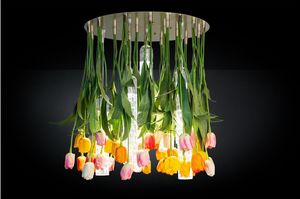 Flower Power Tulip Round, Lustre compos de fleurs artificielles